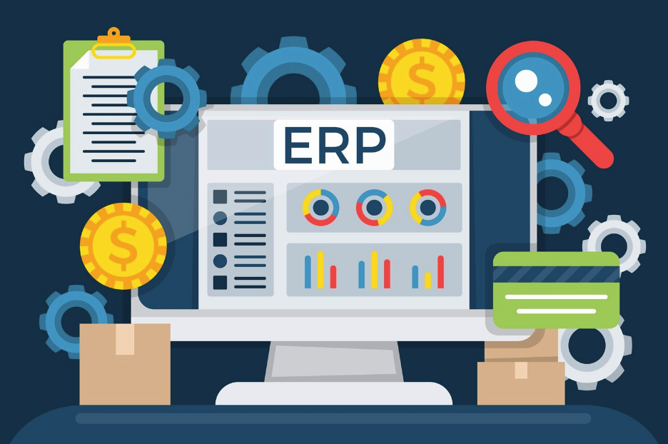 Illustration of a cloud ERP system.