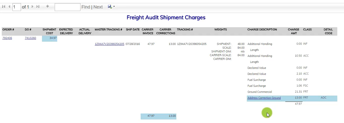 Freight Audit Address Correction