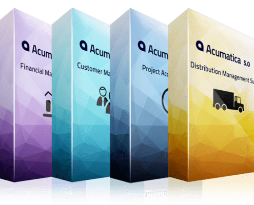Learn about acumatica's modules, Cloud ERP, financial management, distribution management, project accounting, customer management, manufacturing management 