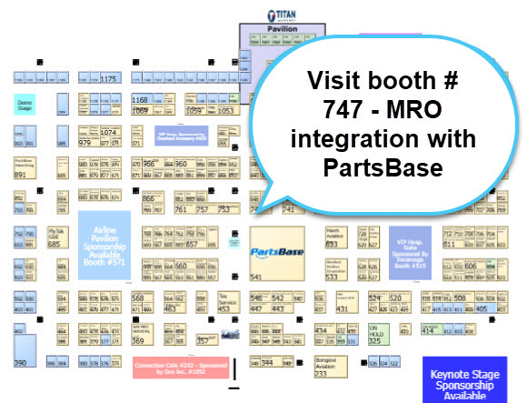 PBExpo ProMRO w PartsBase integration booth map 2-1